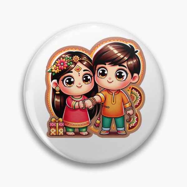 Item preview, Vibrant Raksha Bandhan Cartoon Sticker designed and sold by amazingtraits.