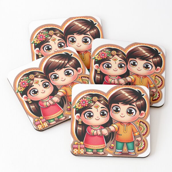 Item preview, Vibrant Raksha Bandhan Cartoon Sticker designed and sold by amazingtraits.