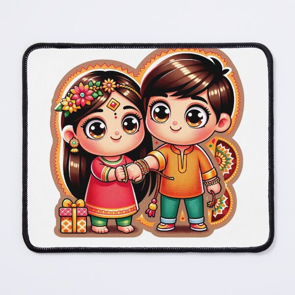 Item preview, Vibrant Raksha Bandhan Cartoon Sticker designed and sold by amazingtraits.