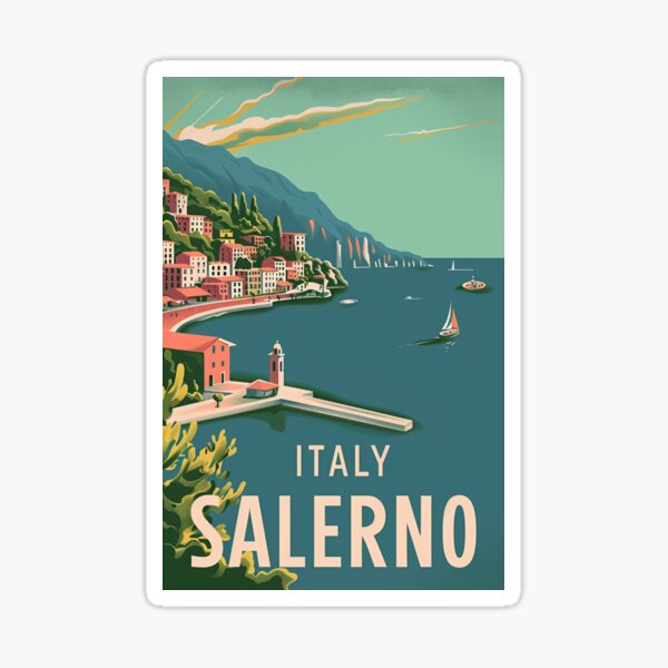 Item preview, A Vintage Travel Illustration of Salerno - Italy designed and sold by GoodOldVintage.