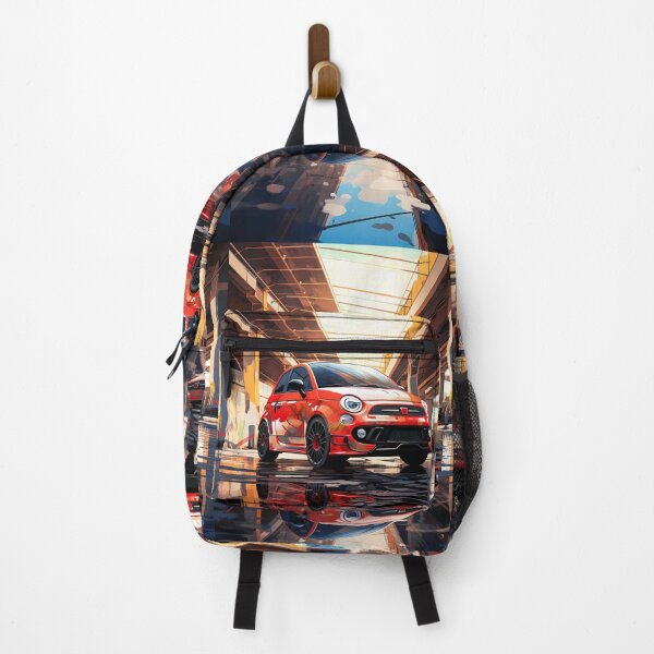 Item preview, Red Abarth 500 In Urban Style, Vibrant Car Poster, Reflective Puddle Art, Modern Decor Print designed and sold by RevUpDesign.