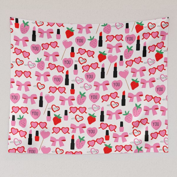 Item preview, Cute Pink Bows, Candy Hearts, Sweets, Lollipops and Strawberries Pattern designed and sold by kapotka.