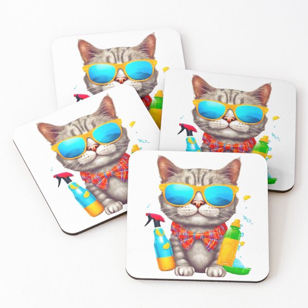 Item preview, Sunglass Swagger: Cat in Summer Bliss 4 designed and sold by Tom-Johnson.