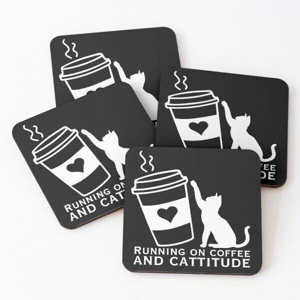 Item preview, Coffee and cattitude - cat and coffee lovers designed and sold by EvergreenWhimsy.