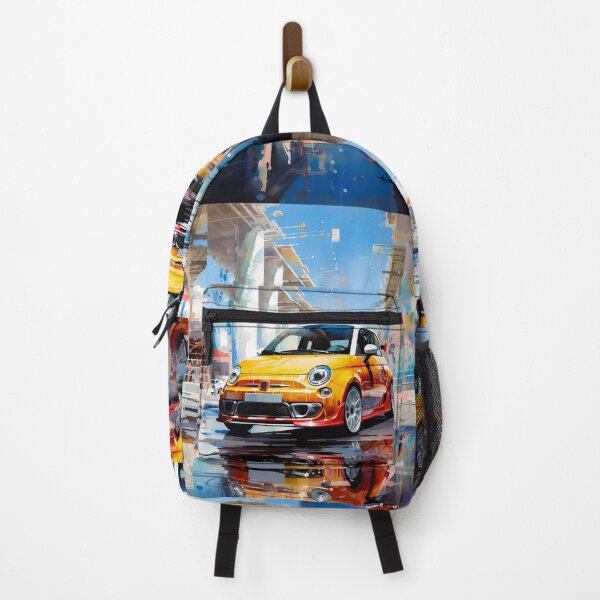 Item preview, Orange Abarth 500 In Urban Style, Compact Car Reflect Poster, Modern Urban Style, Bright Automotive Art Print designed and sold by RevUpDesign.