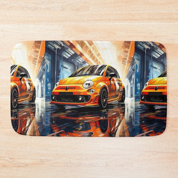 Item preview, Fiat Abarth 500 In Urban Style, Sunlit Compact Car Art, Bright City Print, Reflective Automotive Artwork designed and sold by RevUpDesign.