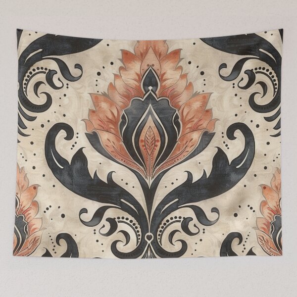 Item preview, Vintage Boho Floral Pattern With Black and Orange Accents designed and sold by brandway.