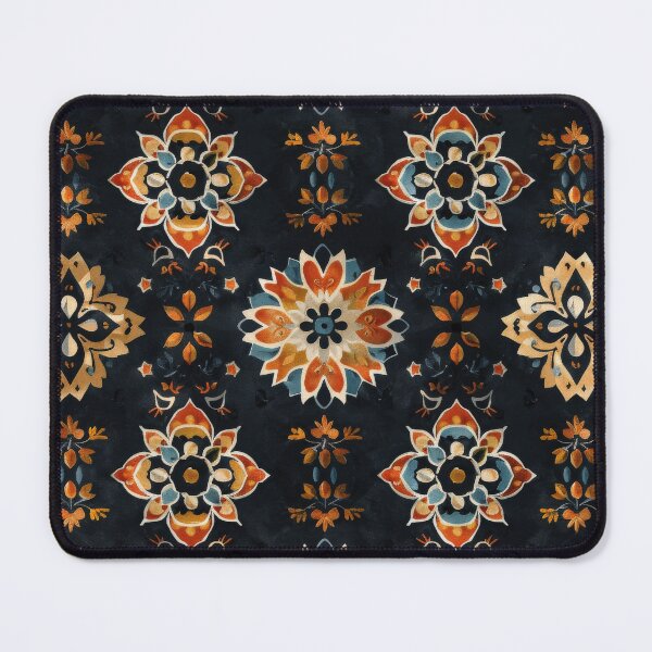 Item preview, Bohemian Vintage Floral Pattern With Multicolored Mandalas and Dark Background designed and sold by brandway.