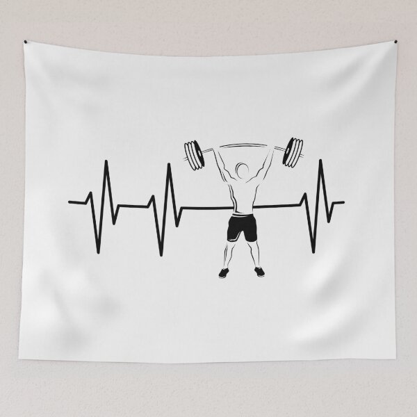 Item preview, heartbeat fitness gym bodybuilding weight lifting powerlifter logo symbol designed and sold by AndreMi.