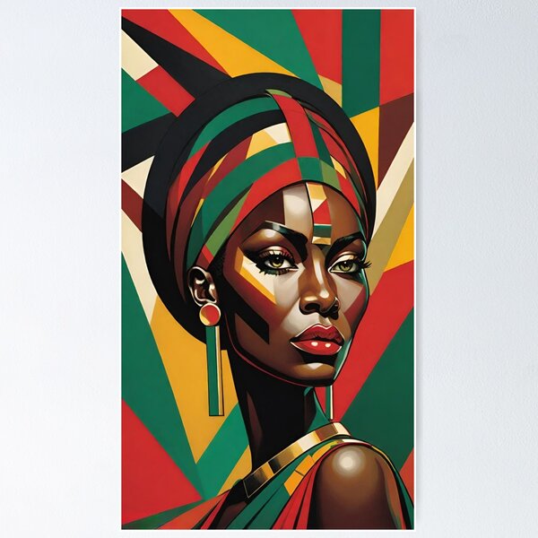 Item preview, Nubian Queen African Cubism by Stylex19  designed and sold by Stylex19 Stickers 'n Things.