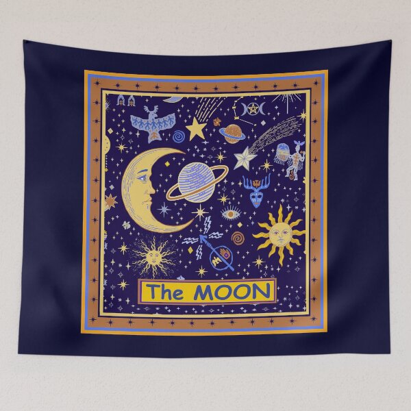 Item preview, Tarot Card: The MOON - Astrology Folk Art designed and sold by ESPRIT MYSTIQUE.