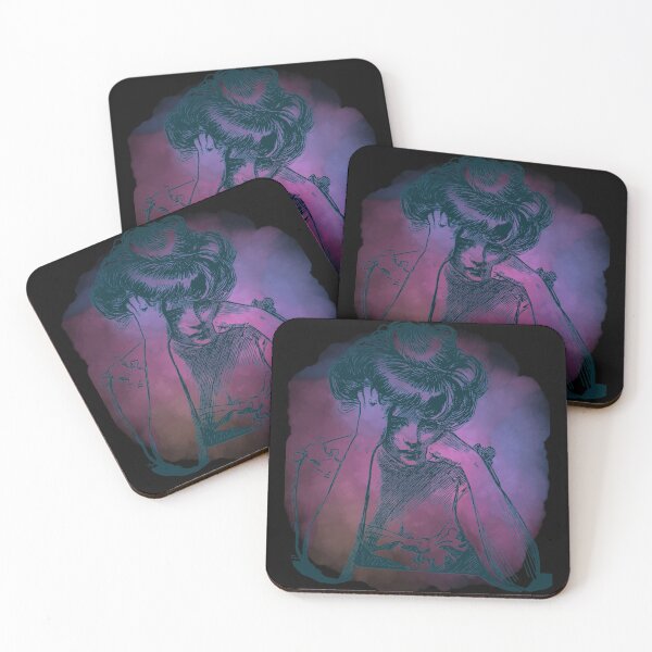 Item preview, Gibson Girl with pink and purple watercolor  designed and sold by MarigoldandLily.