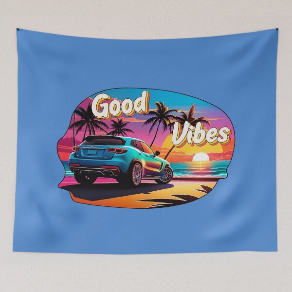Item preview, Good Vibes Car On Sunset Beach designed and sold by TheArtOfPat.