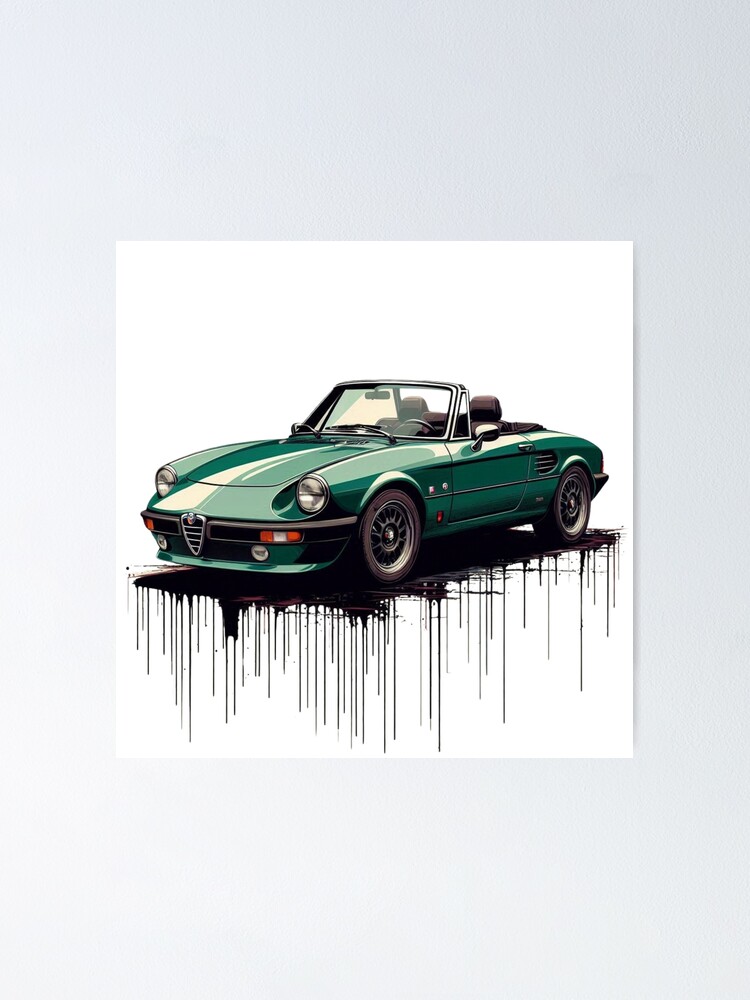 Vintage 1986 Alfa Romeo Spider Quadrifoglio Verde Artwork