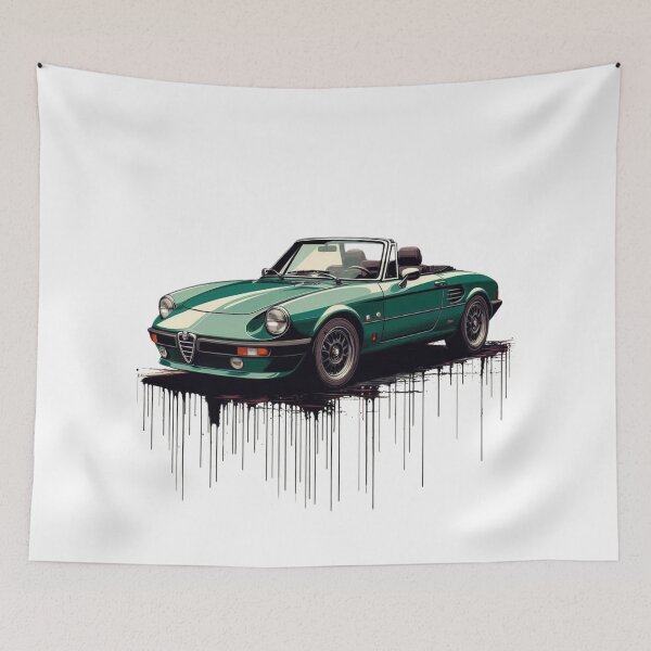 Item preview, Vintage 1986 Alfa Romeo Spider Quadrifoglio Verde Artwork - Classic Car Collectible designed and sold by MiszungART.