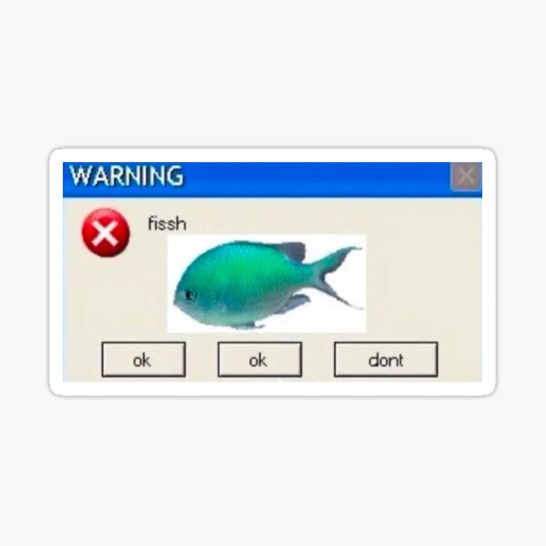 Vista previa del artículo con la obra «Advertencia de Windows XP: pescado», diseñado y vendido por Designsbyshoshi.
