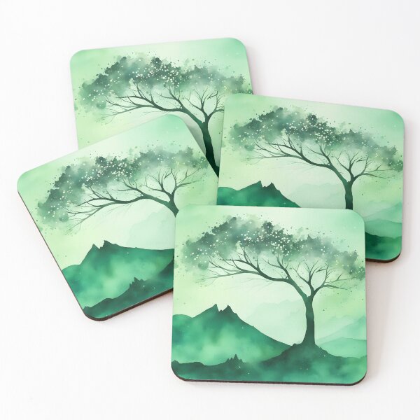 Item preview, Silhouette Tree on Green Mountain designed and sold by CalmnessbyChoice.