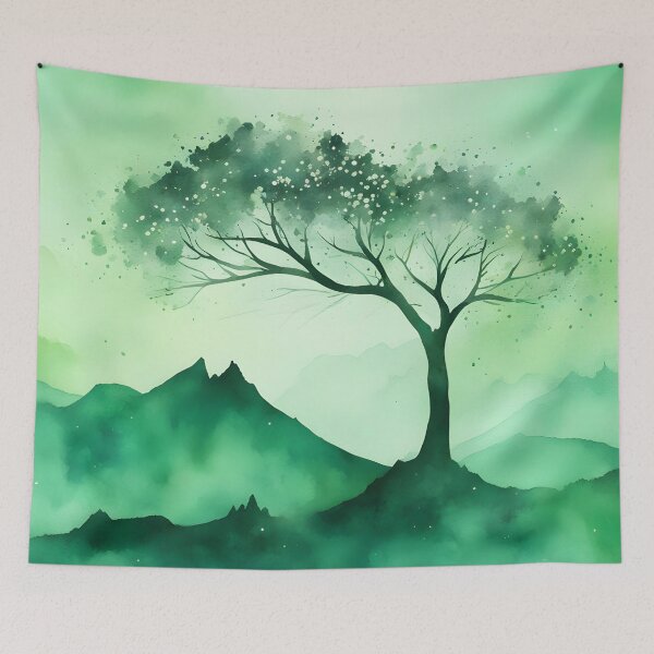 Item preview, Silhouette Tree on Green Mountain designed and sold by CalmnessbyChoice.