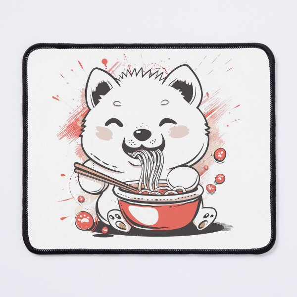 Item preview, cute kawaii dog eating ramen designed and sold by Teemajestic.
