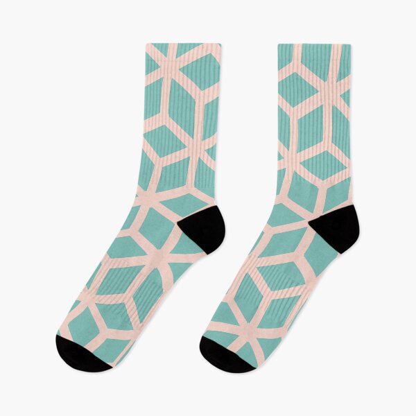 Aperçu de l'œuvre Motif de cubes japonais cyan et crème créée et vendue par PatternsPalette.