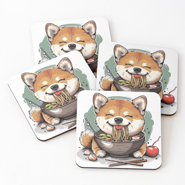Item preview, cute kawaii dog eating ramen  designed and sold by Teemajestic.