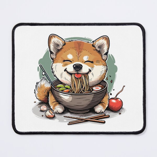 Item preview, cute kawaii dog eating ramen designed and sold by Teemajestic.