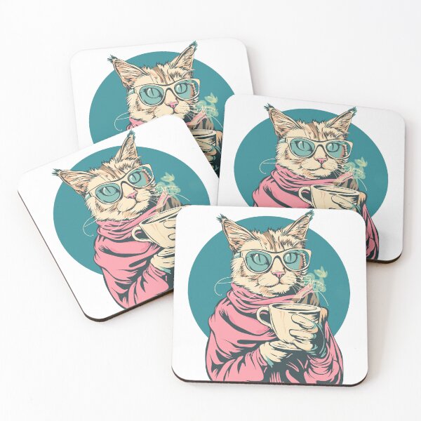 Item preview, cat holding a cup of coffee designed and sold by Teemajestic.