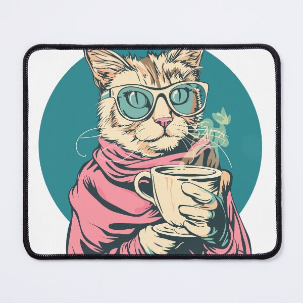 Item preview, cat holding a cup of coffee designed and sold by Teemajestic.