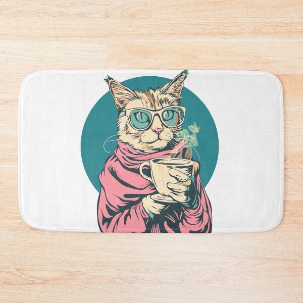 Item preview, cat holding a cup of coffee designed and sold by Teemajestic.