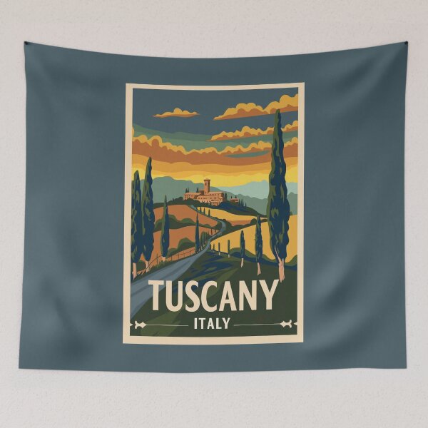 Item preview, A Vintage Travel Illustration of Tuscany - Italy designed and sold by GoodOldVintage.