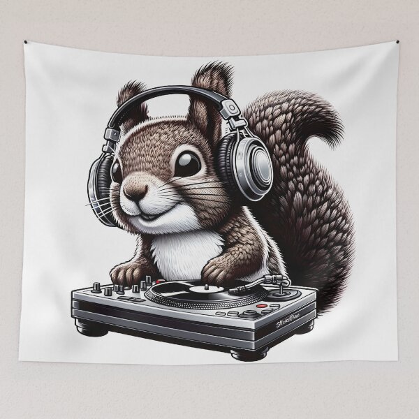 Item preview, Squirrel DJ Cute and Playful Animal Music Design designed and sold by StickaTime.