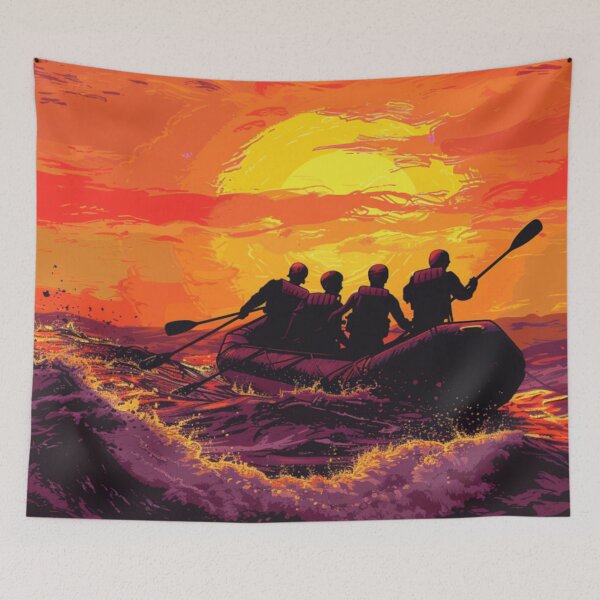 Item preview, Sunset gradient backdrop afters conquering challenging river Active Outdoors Inspired Art designed and sold by CDC40.