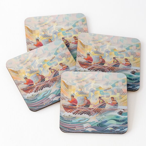 Item preview, Rafters tackling swirling waters geometric patterns Active Outdoors Inspired Art designed and sold by CDC40.