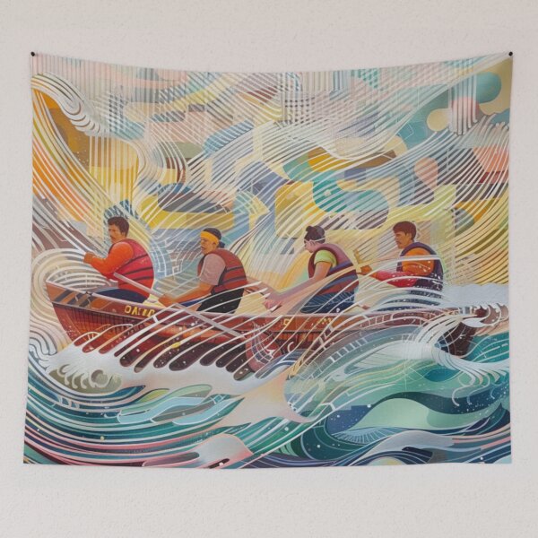 Item preview, Rafters tackling swirling waters geometric patterns Active Outdoors Inspired Art designed and sold by CDC40.