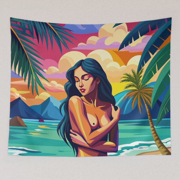 Item preview, Tahitian girl on the beach - French Polynesia  designed and sold by BelleRiviera.