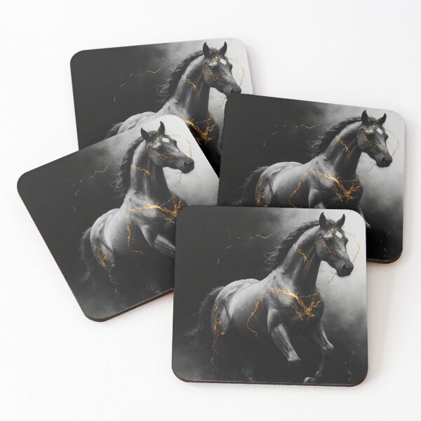 Item preview, Beautiful horse galloping illustration, Kintsugi inspired art designed and sold by ChaosEdits.