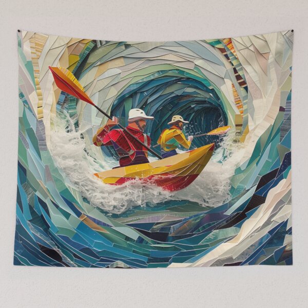 Item preview, Rafters tackling swirling waters geometric patterns Active Outdoors Inspired Art designed and sold by CDC40.