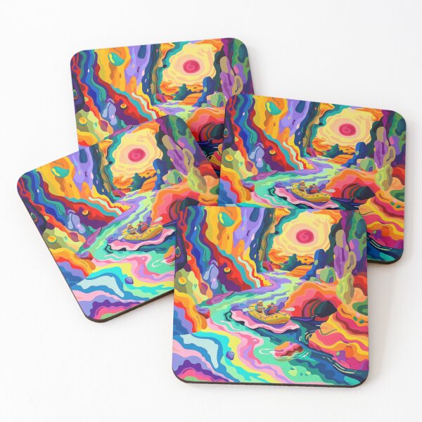 Item preview, Psychedelic twist river rafting scene bold colours Active Outdoors Inspired Art designed and sold by CDC40.