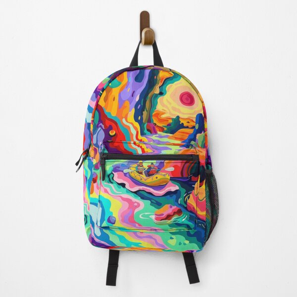 Item preview, Psychedelic twist river rafting scene bold colours Active Outdoors Inspired Art designed and sold by CDC40.