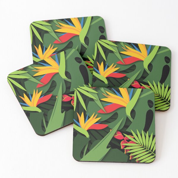 Item preview, tropical flower illustration background designed and sold by ArtKoh.