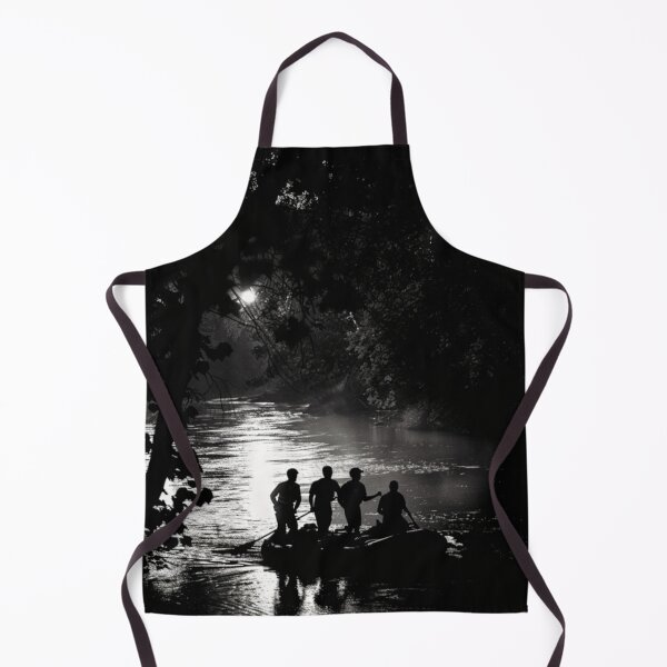 Item preview, Monochrome silhouette rafters against neon river Active Outdoors Inspired Art designed and sold by CDC40.