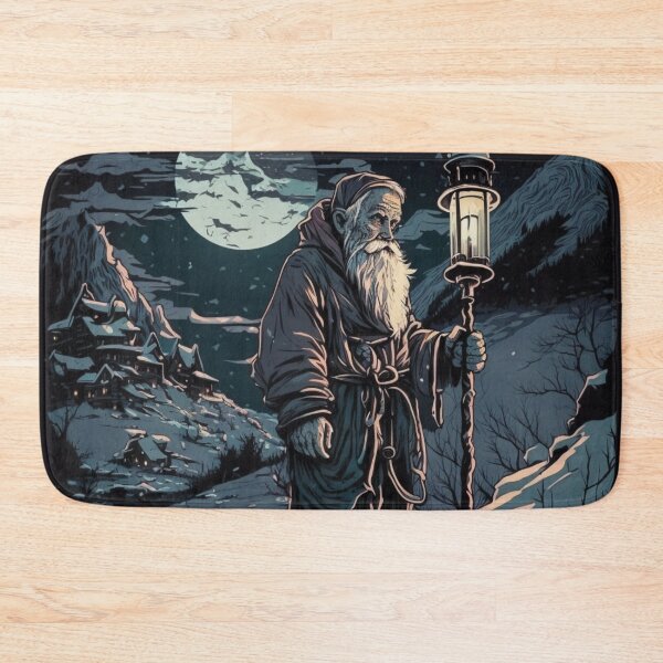Item preview, Snowy Solitude: Elderly Man with Lantern designed and sold by art-noir.
