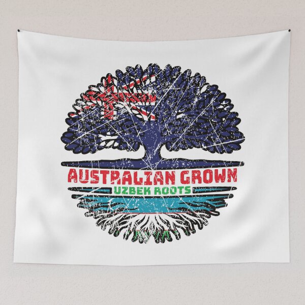 Item preview, Uzbekistan Uzbek Uzbeg Usbeg Australian Australia Tree Roots Flag designed and sold by FlagX.