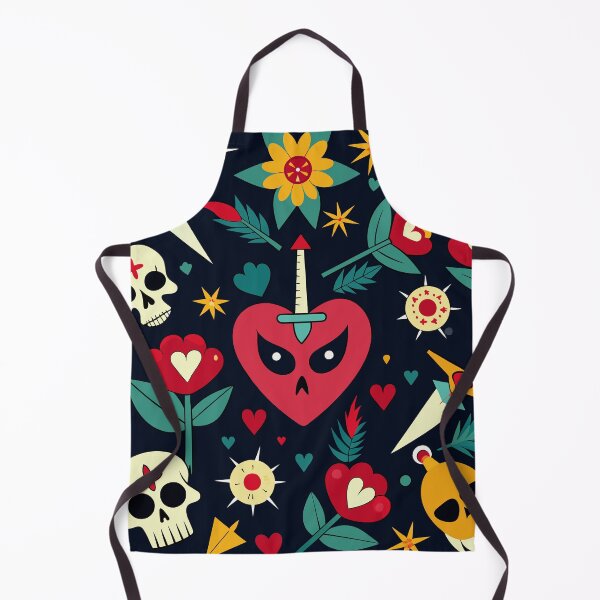Item preview, Memento mori, a bizarre pattern of hearths, skulls, flowers and swords designed and sold by therockstuff.