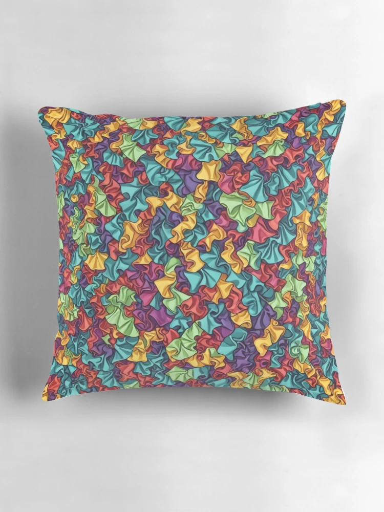 Thumbnail 3 of 4, Pillow, Abstract Colorful Ruffle Pattern designed and sold by calibrit.