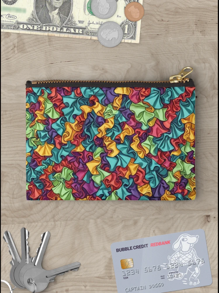 Thumbnail 3 of 4, Zipper Pouch, Abstract Colorful Ruffle Pattern designed and sold by calibrit.