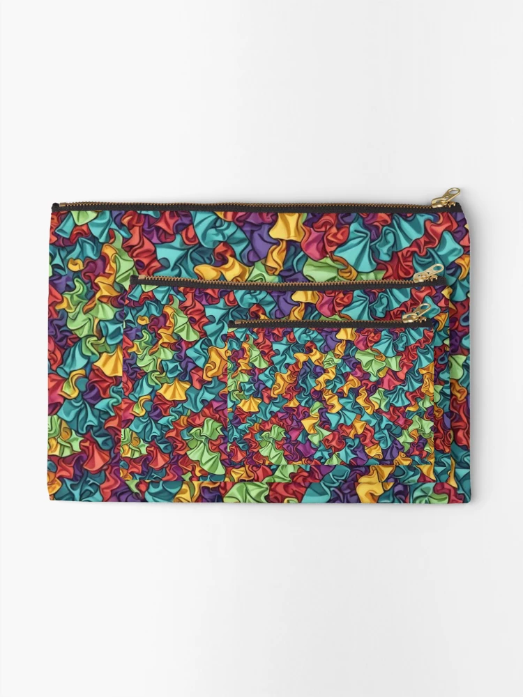 Thumbnail 2 of 4, Zipper Pouch, Abstract Colorful Ruffle Pattern designed and sold by calibrit.