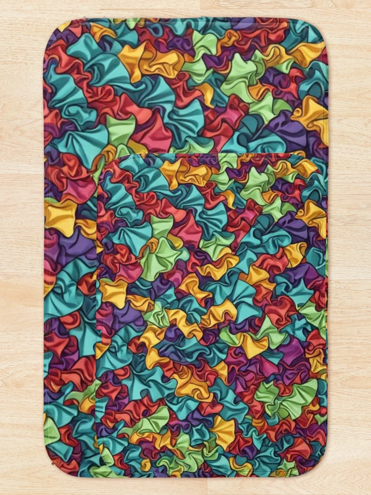 Thumbnail 5 of 6, Bath Mat, Abstract Colorful Ruffle Pattern designed and sold by calibrit.