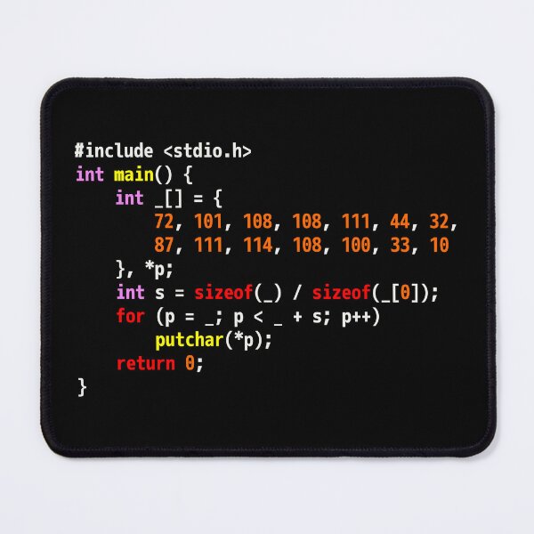 Item preview, Hello World Slightly Obfuscated C Code - Dark Syntax Scheme designed and sold by ramiro.