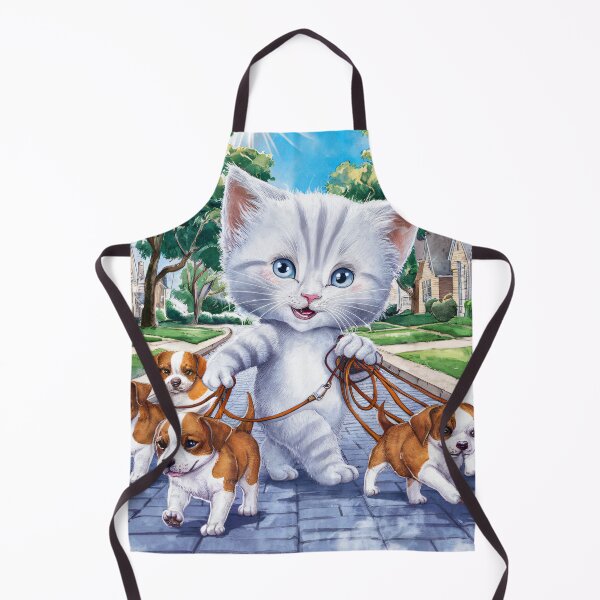Item preview, A Cute Gray Kitten Walking Dogs designed and sold by pixelplaza.